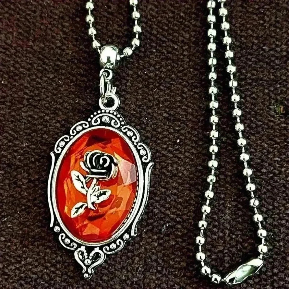 Gothic hot Red Flower Necklace